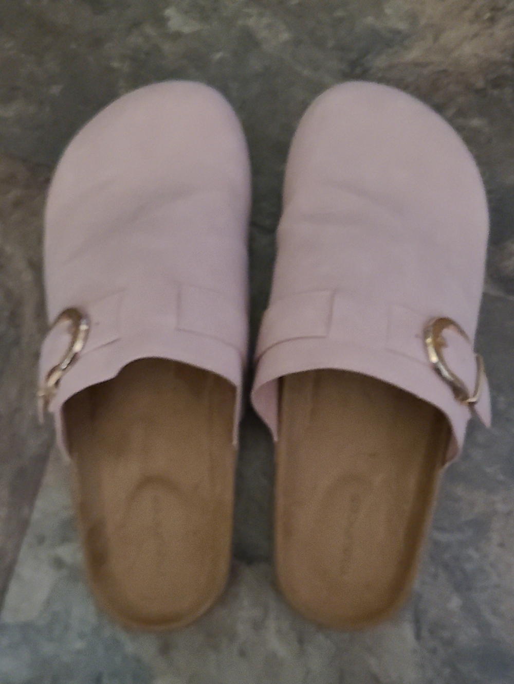 Maurices Pink Slip-On Mules with Gold Buckle